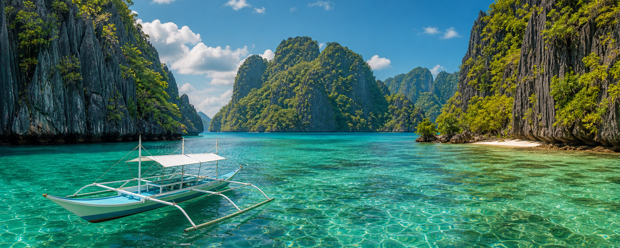 Palawan limestone lagoon with turquoise water